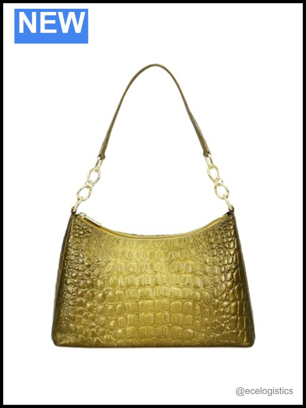 Hand-Painted Genuine Leather Hobo Bag with Chain Strap